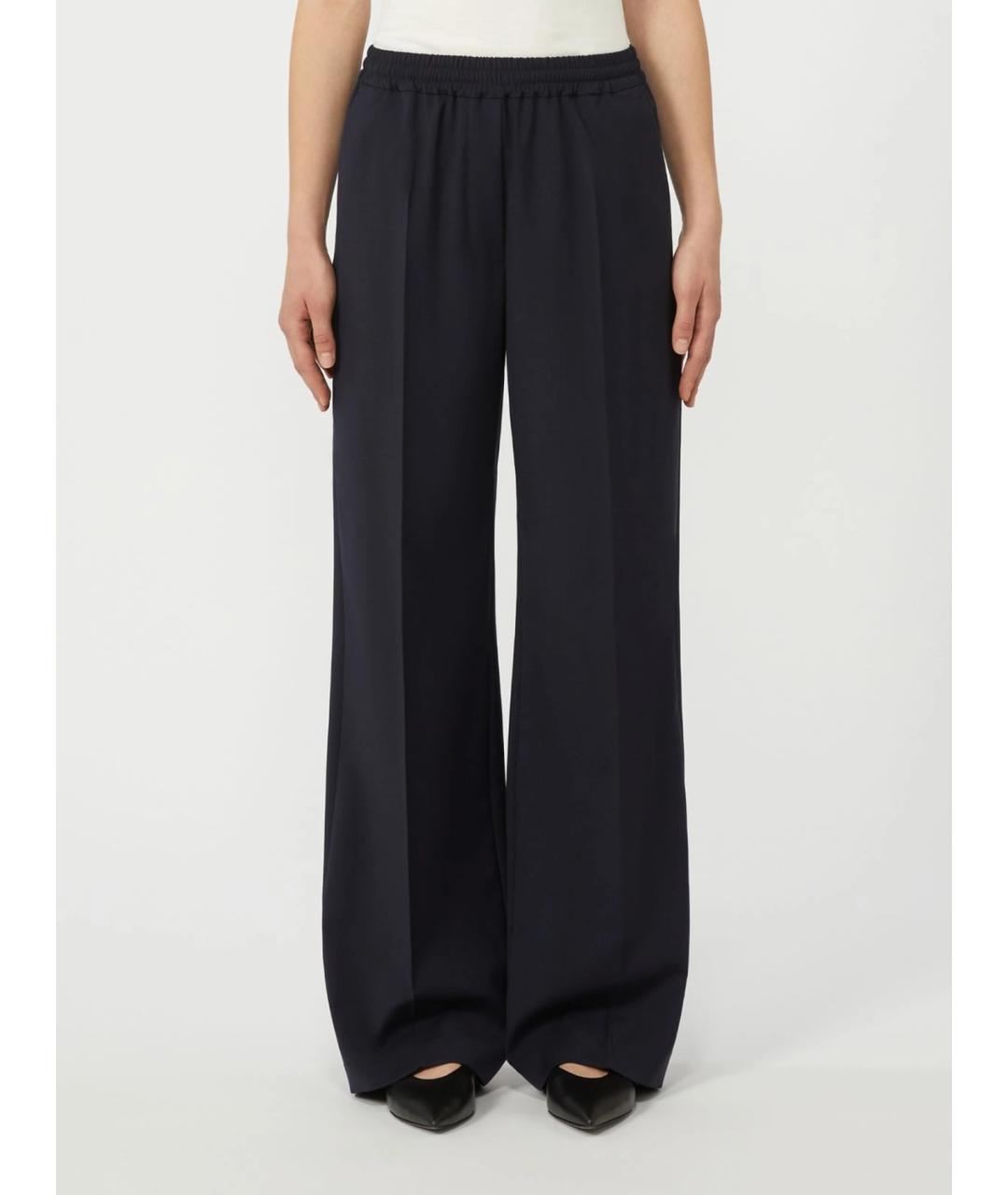 WEEKEND MAX MARA Черные шерстяные брюки широкие, фото 3