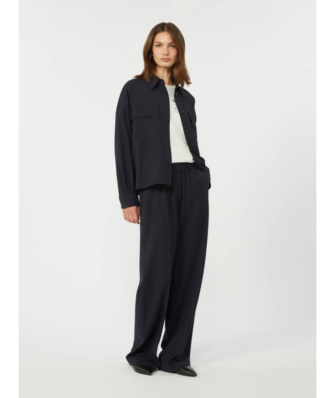 WEEKEND MAX MARA Черные шерстяные брюки широкие, фото 2