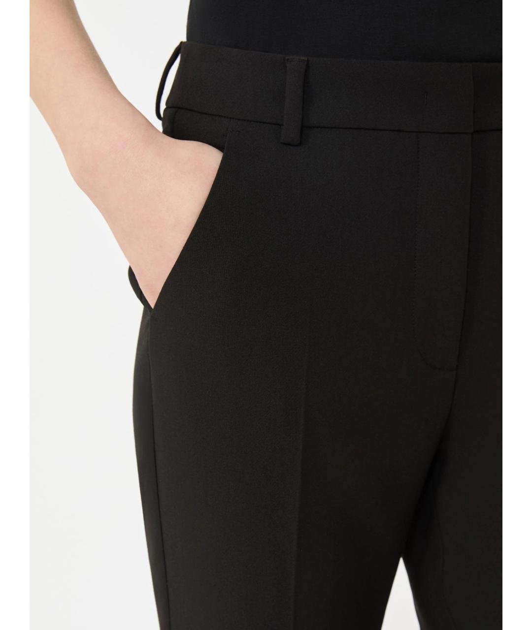 WEEKEND MAX MARA Черные вискозные прямые брюки, фото 5