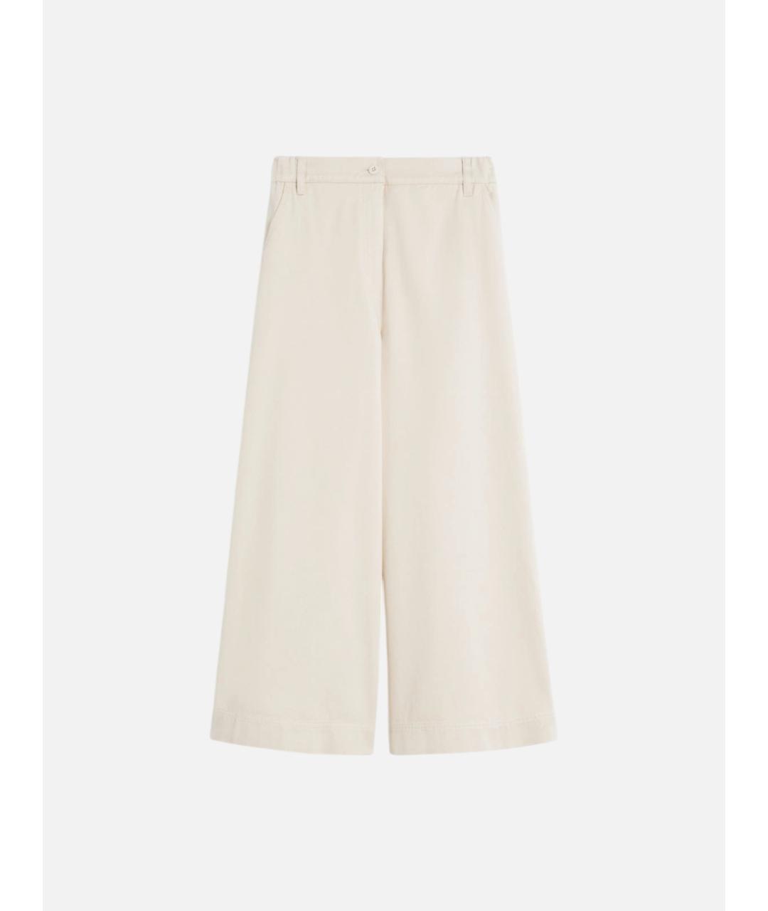 WEEKEND MAX MARA Бежевые хлопковые брюки широкие, фото 5