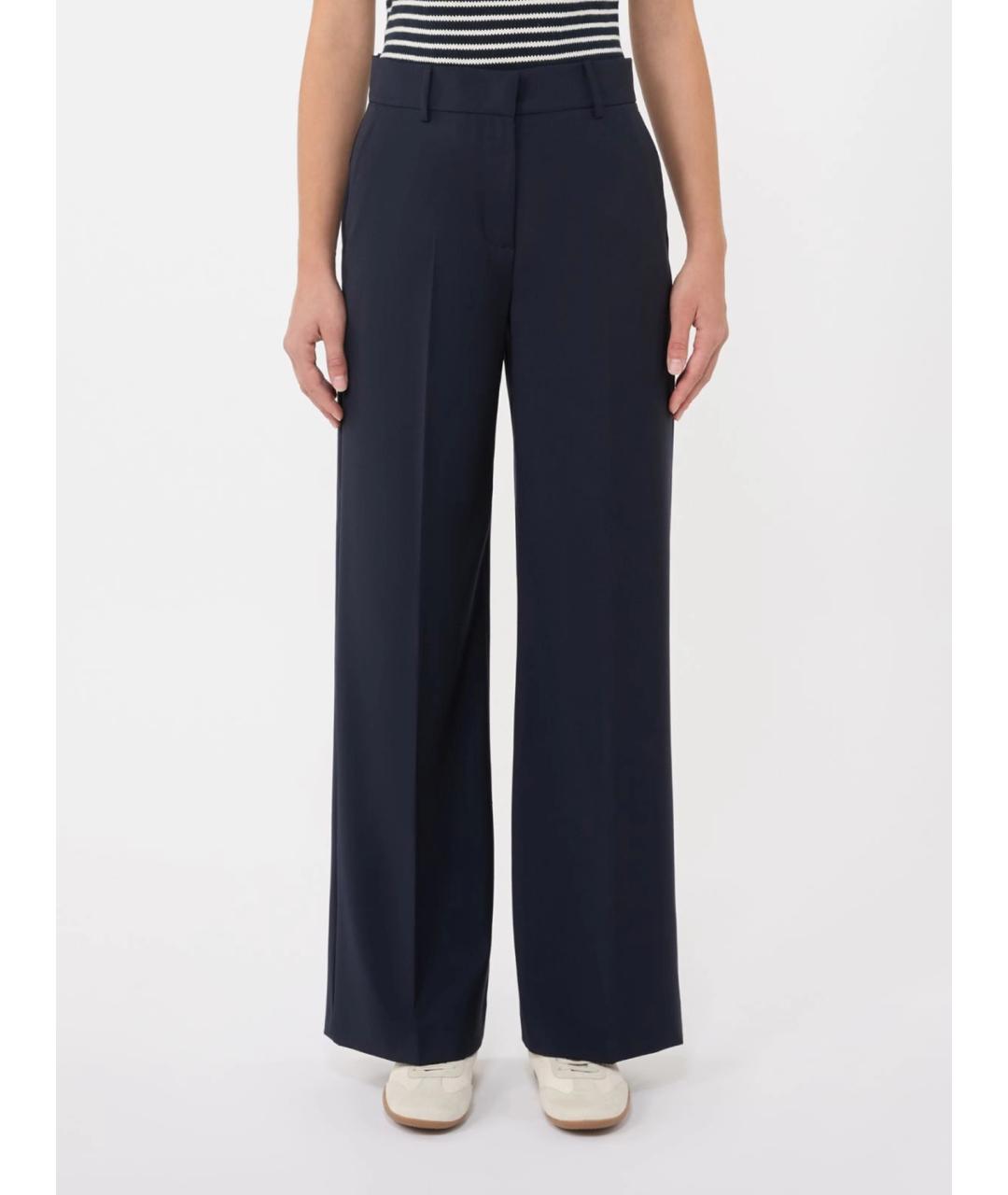 WEEKEND MAX MARA Синие шерстяные брюки широкие, фото 3