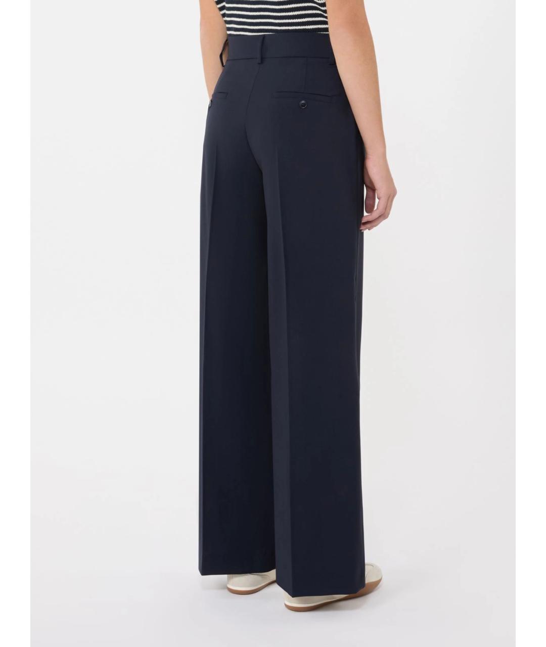 WEEKEND MAX MARA Синие шерстяные брюки широкие, фото 4