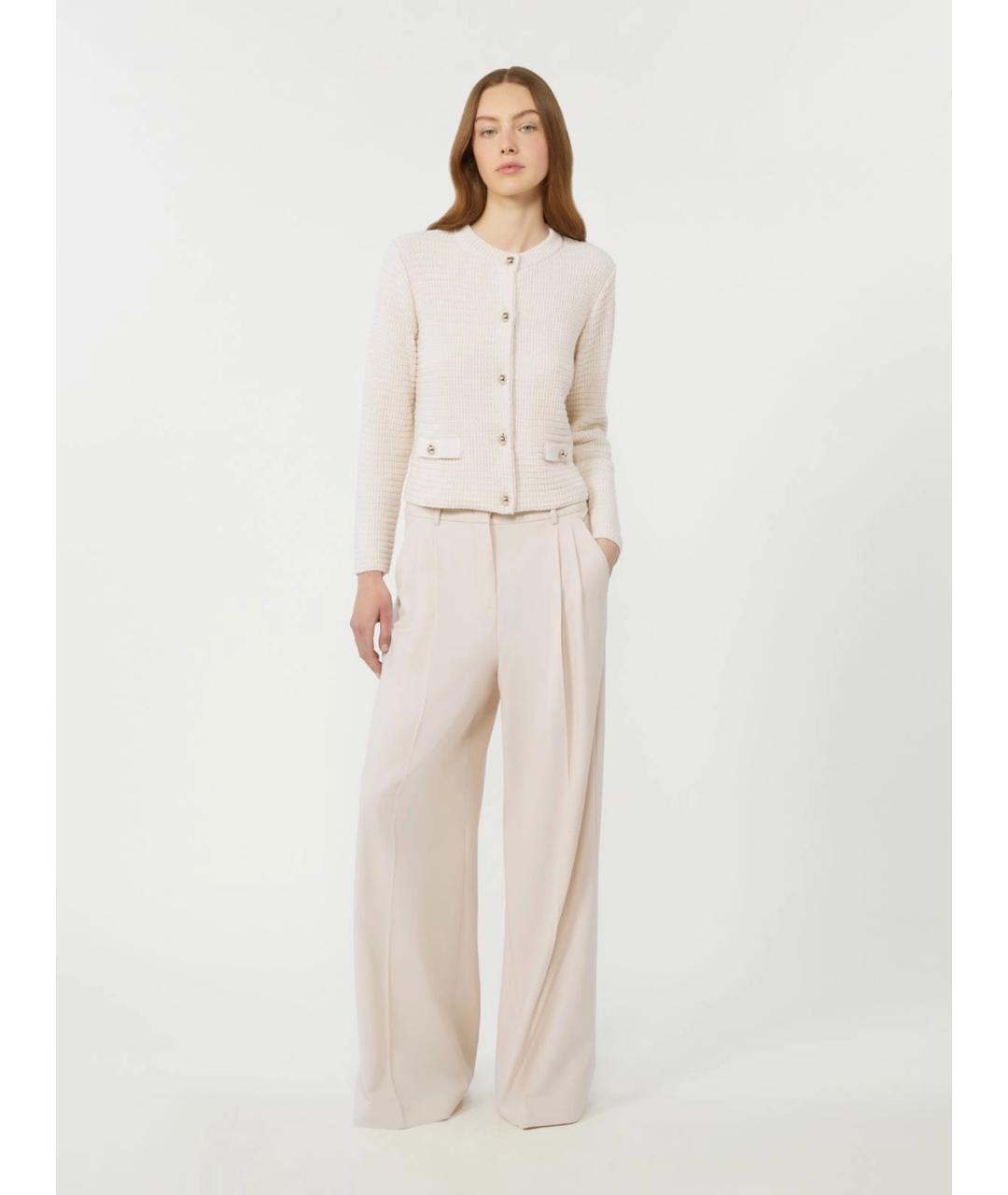 WEEKEND MAX MARA Белые полиэстеровые брюки широкие, фото 2