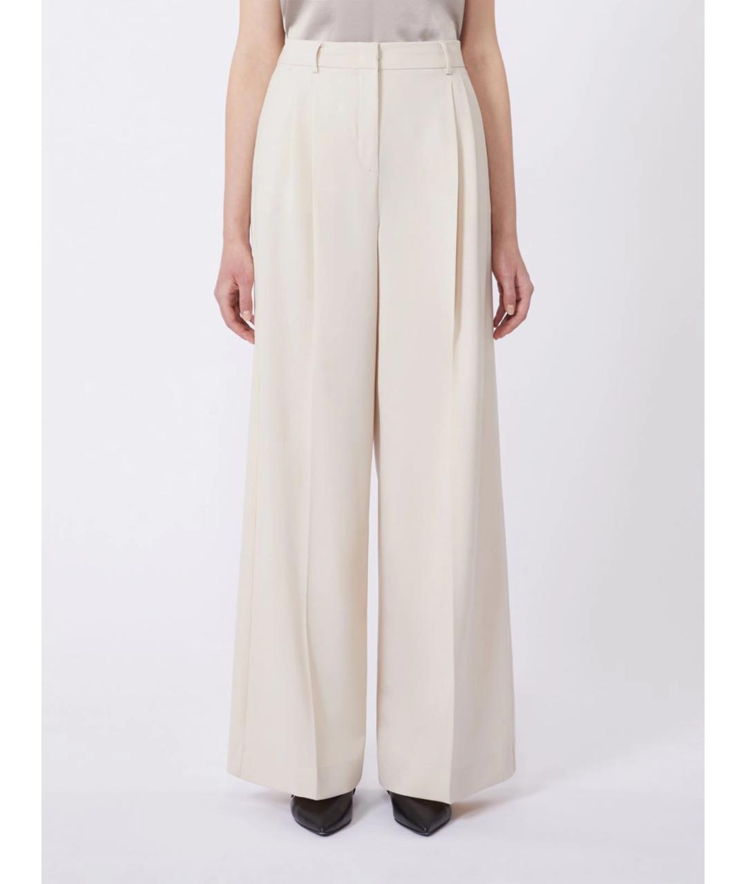 WEEKEND MAX MARA Белые полиэстеровые брюки широкие, фото 3