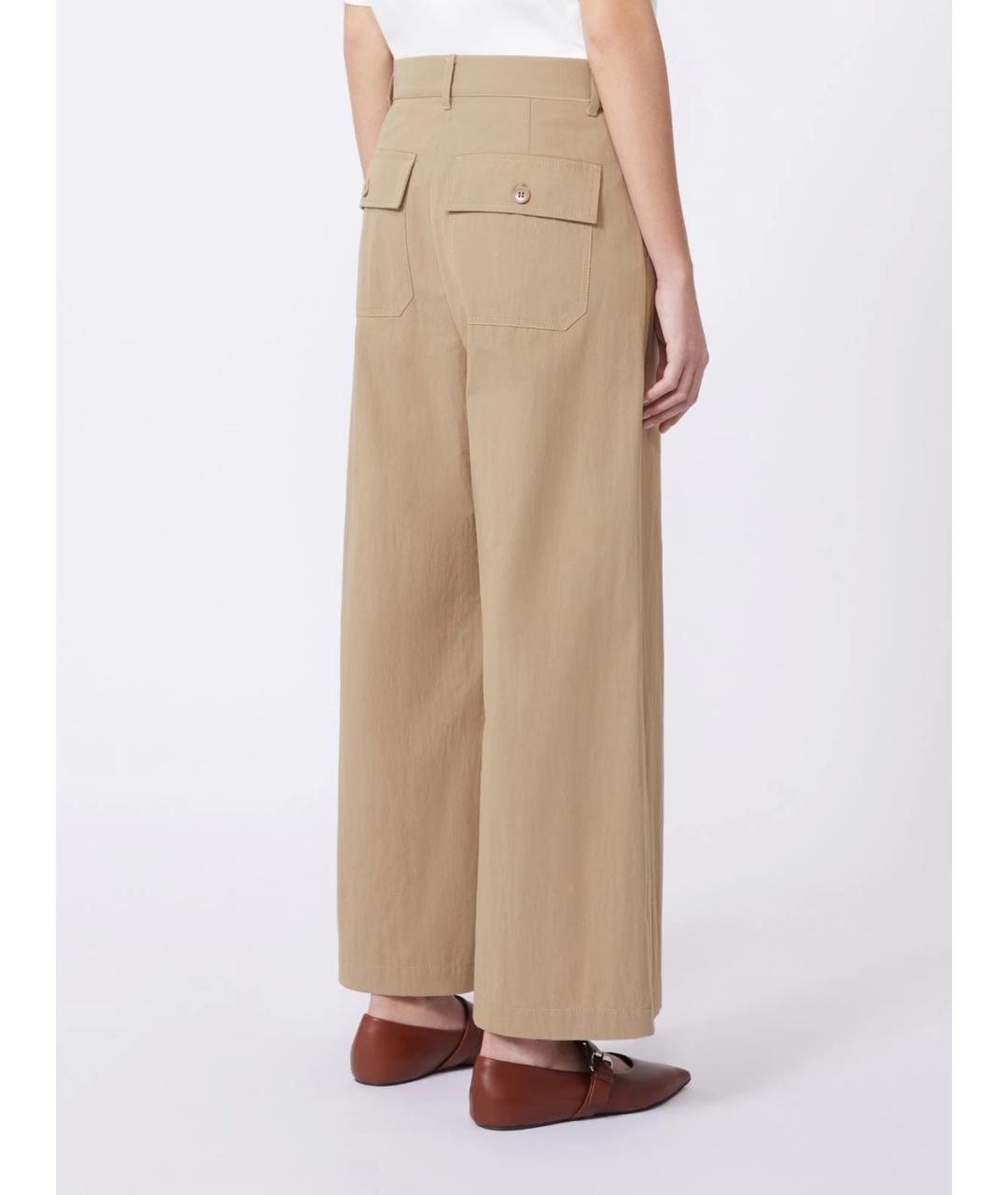 WEEKEND MAX MARA Бежевые хлопковые брюки широкие, фото 4