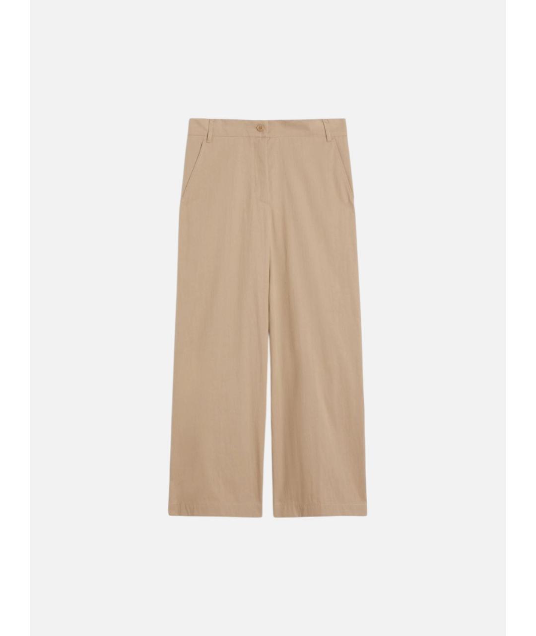 WEEKEND MAX MARA Бежевые хлопковые брюки широкие, фото 5
