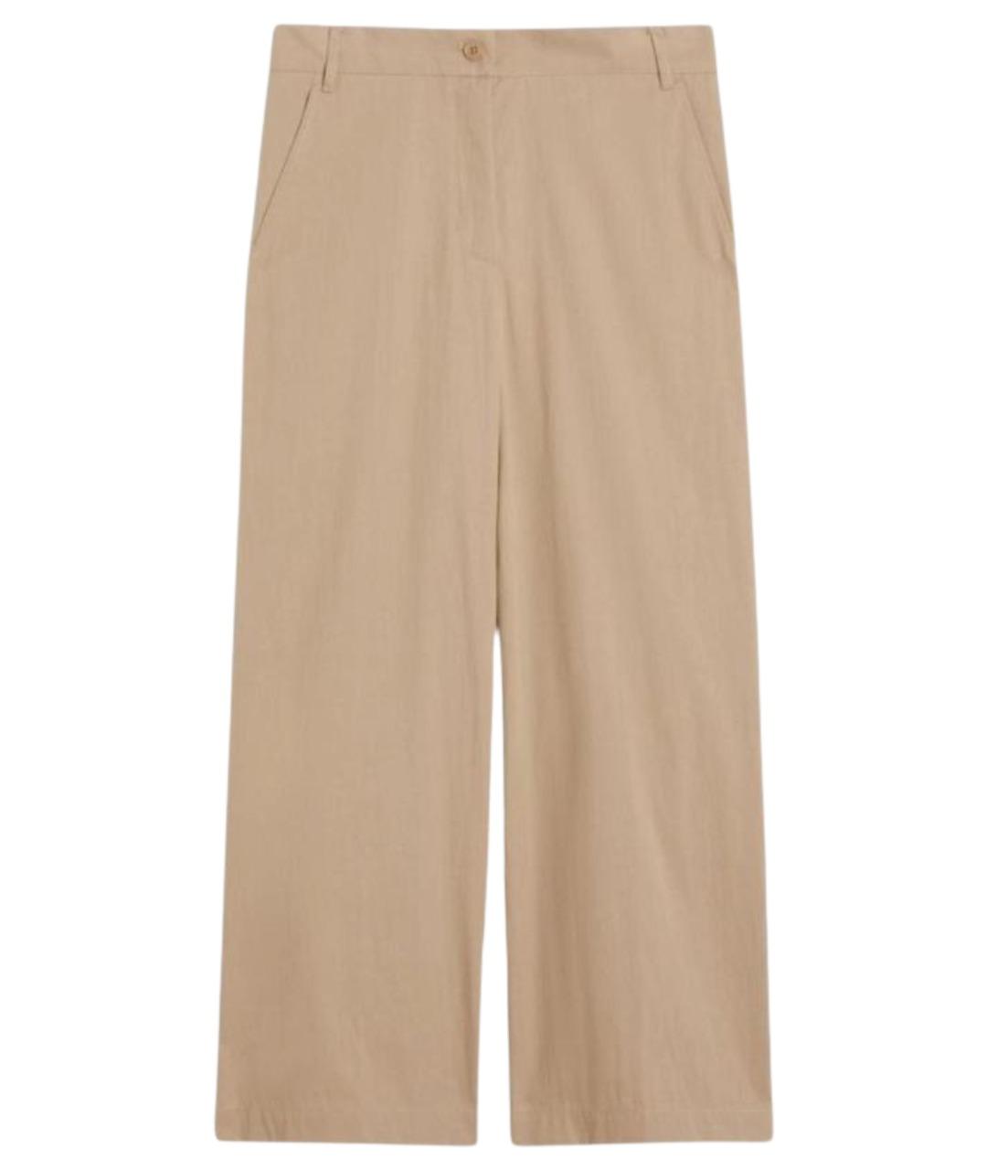 WEEKEND MAX MARA Бежевые хлопковые брюки широкие, фото 1