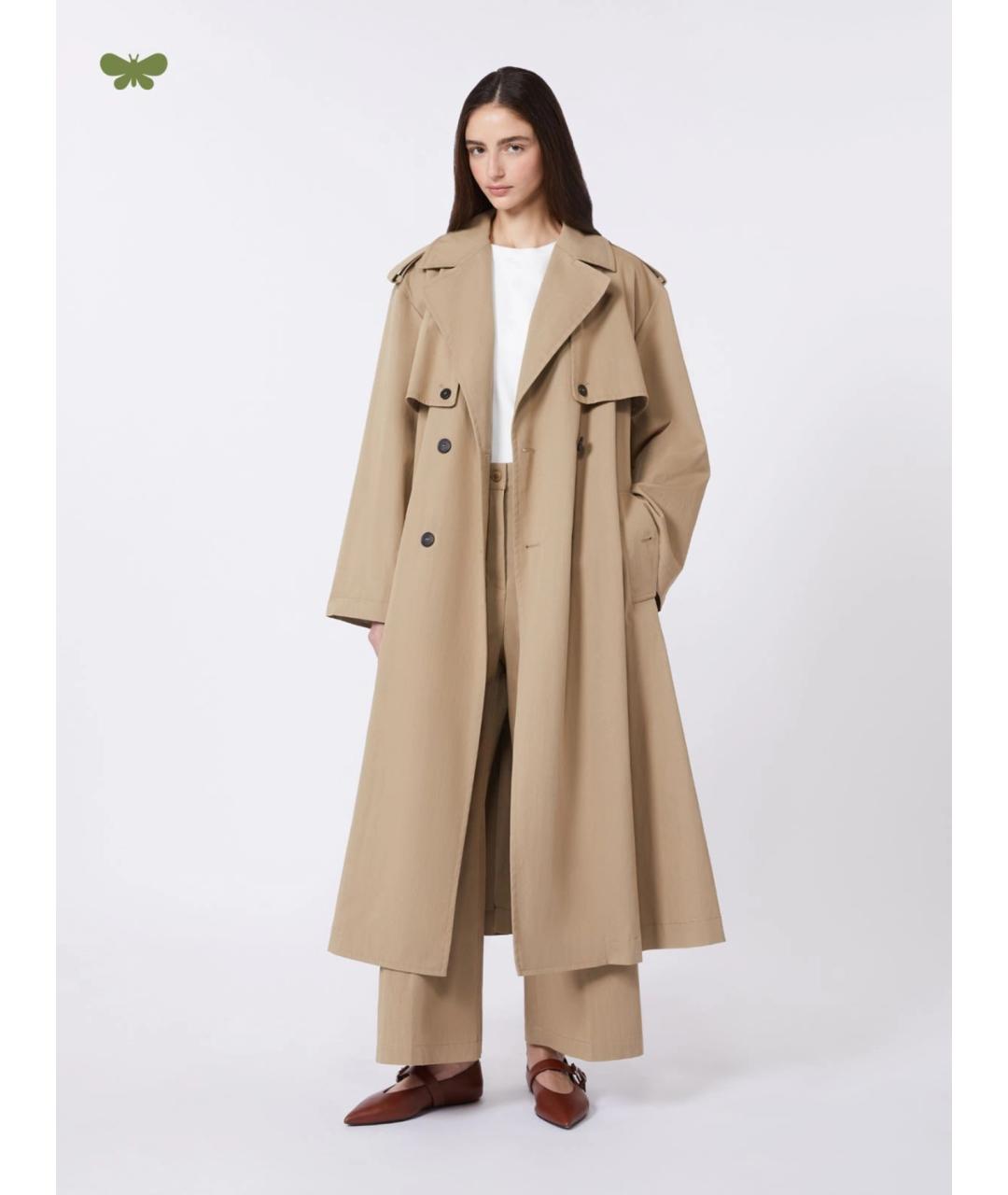 WEEKEND MAX MARA Бежевые хлопковые брюки широкие, фото 2