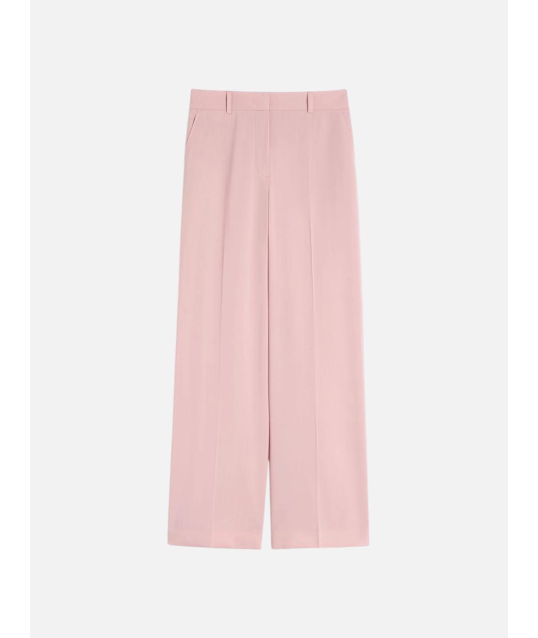 WEEKEND MAX MARA Розовые шерстяные брюки широкие, фото 5