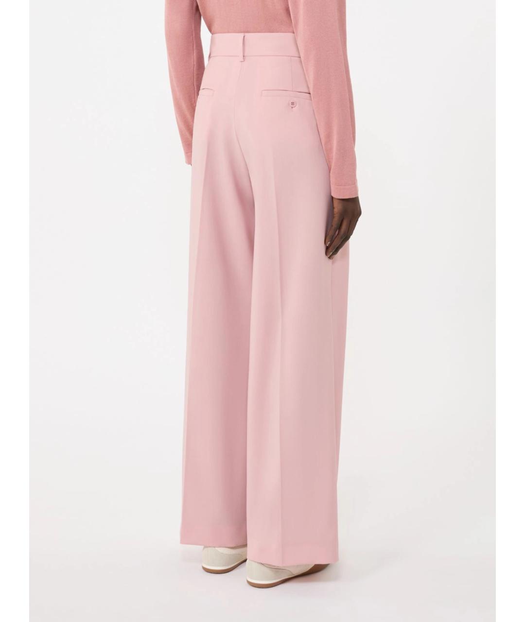 WEEKEND MAX MARA Розовые шерстяные брюки широкие, фото 4