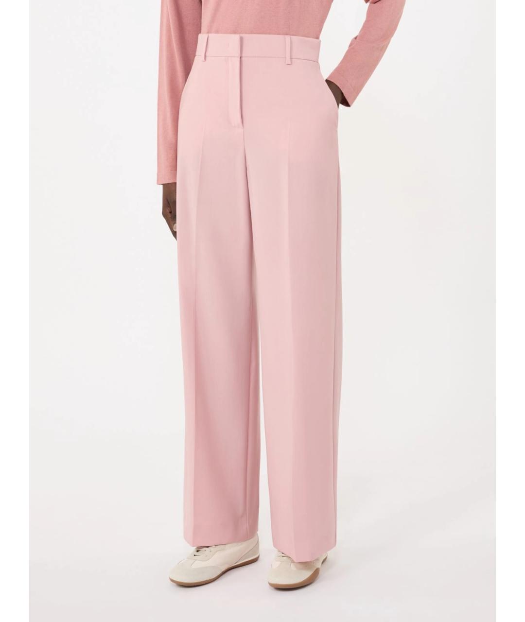 WEEKEND MAX MARA Розовые шерстяные брюки широкие, фото 3