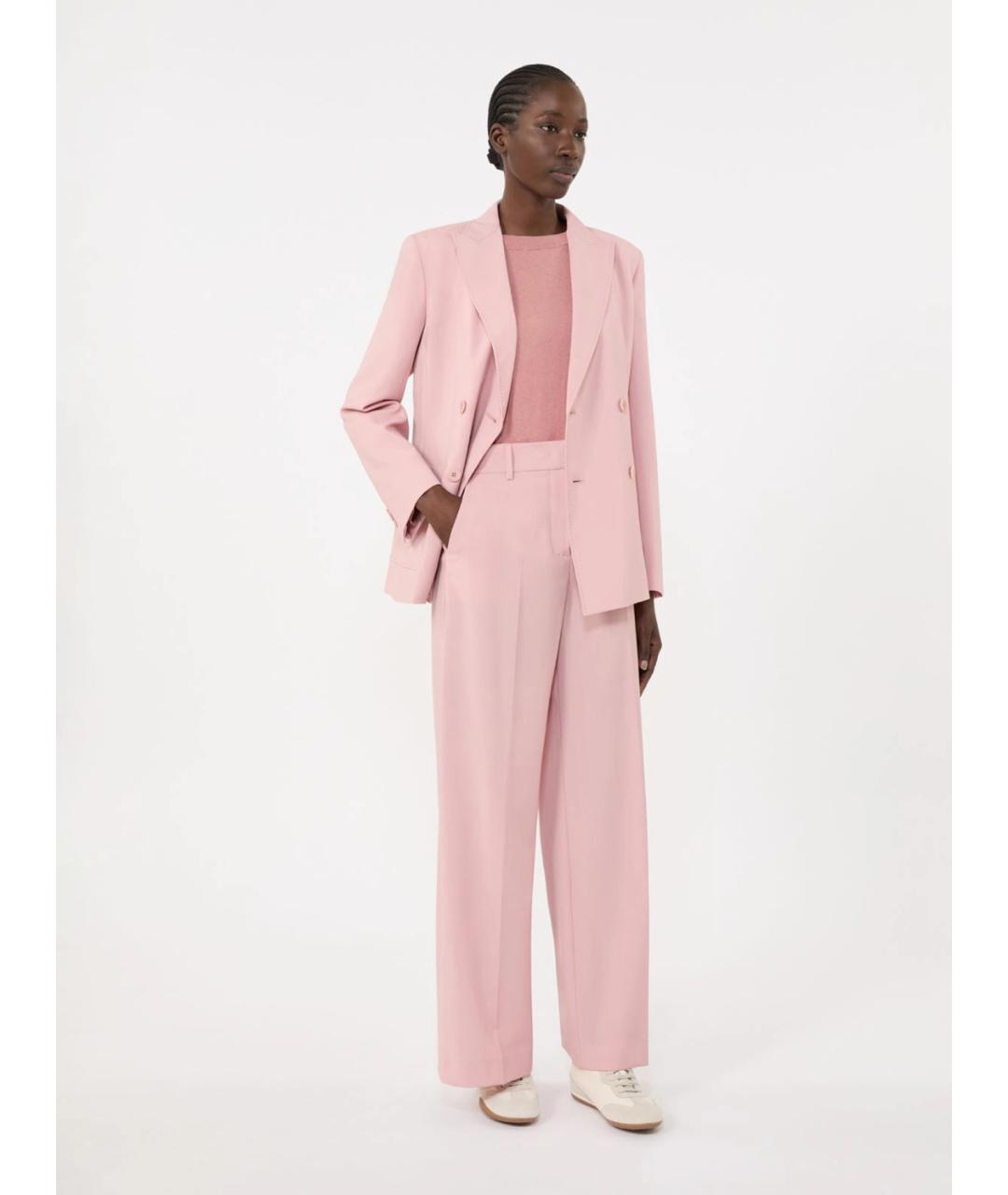 WEEKEND MAX MARA Розовые шерстяные брюки широкие, фото 2