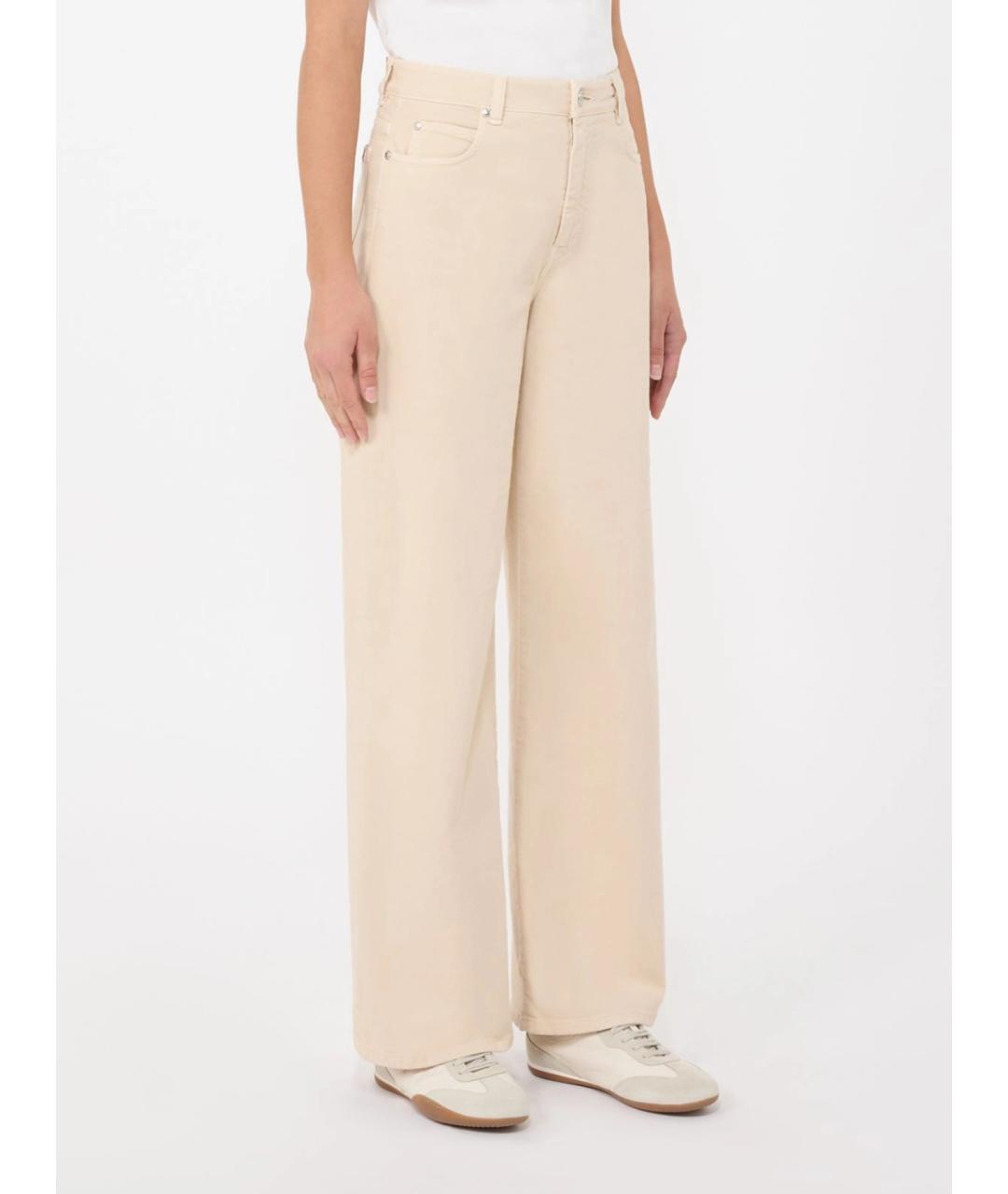 WEEKEND MAX MARA Белые хлопковые брюки широкие, фото 3