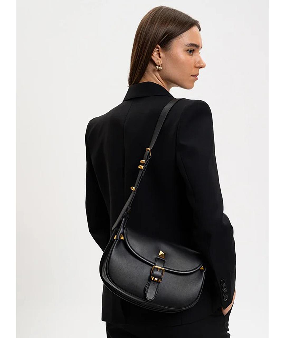 VALENTINO Черная кожаная сумка через плечо, фото 2