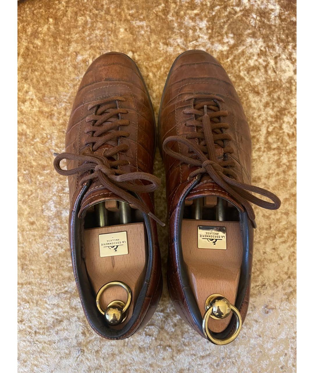 SANTONI Коричневые кожаные низкие ботинки, фото 3