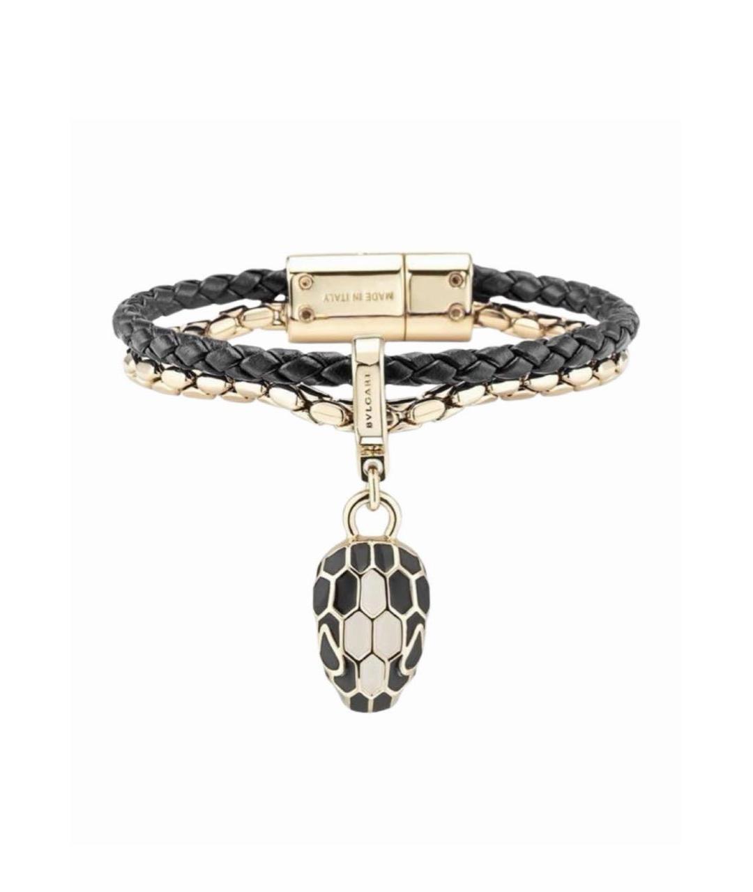 BVLGARI Черный кожаный браслет, фото 1