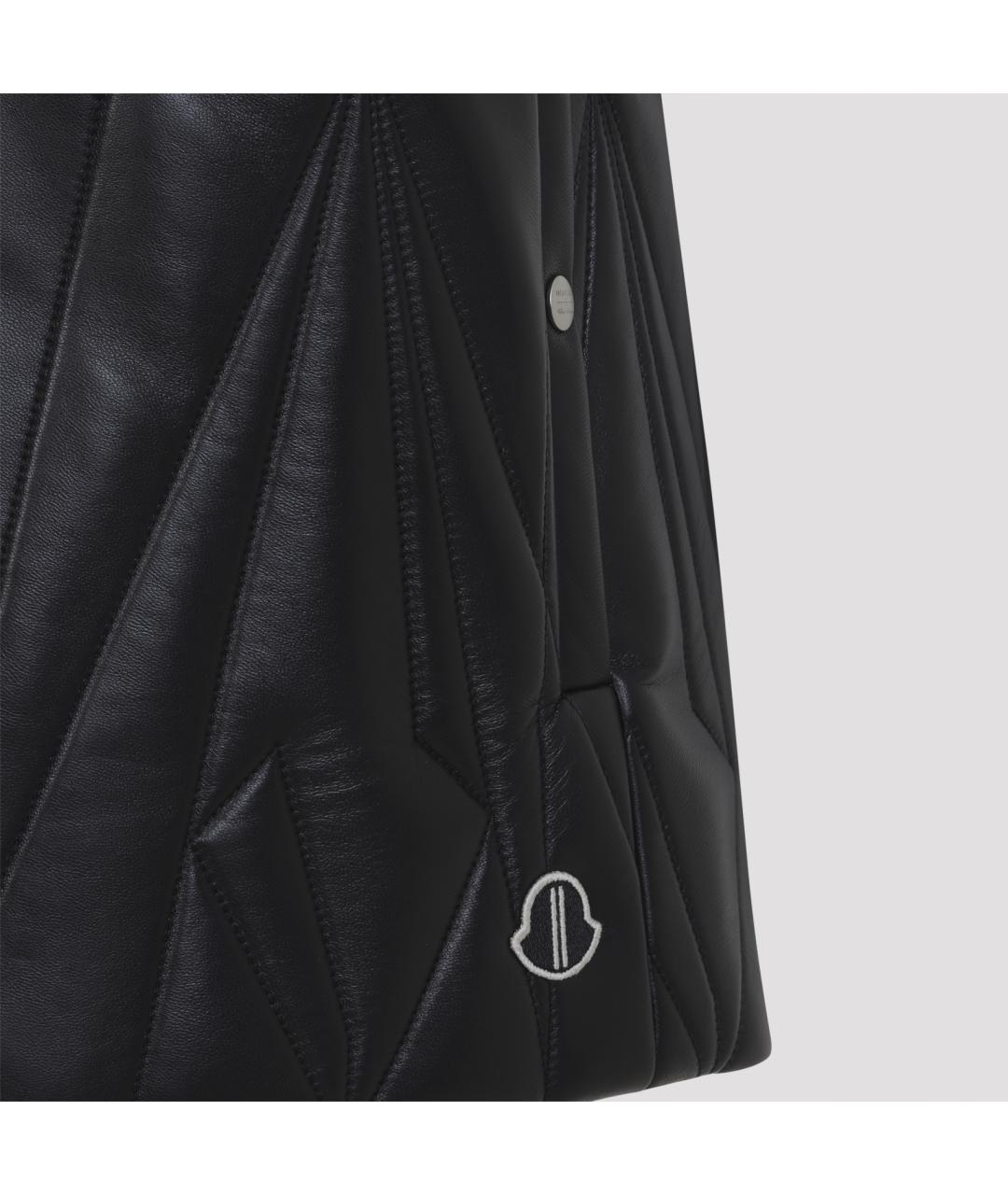 MONCLER Черный кожаный жилет, фото 3