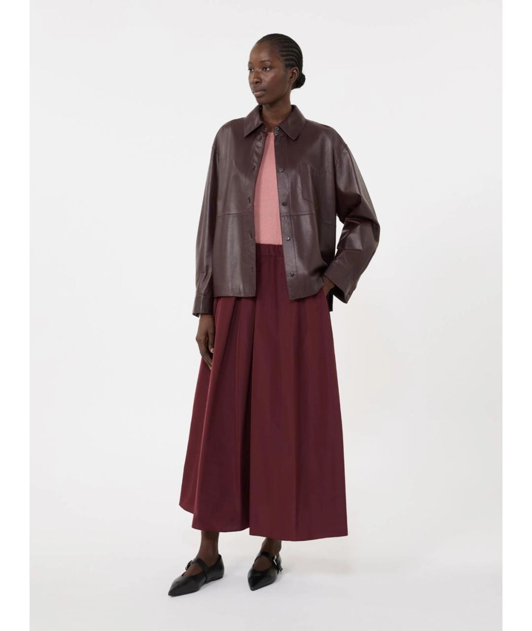 WEEKEND MAX MARA Бордовая полиэстеровая юбка миди, фото 2