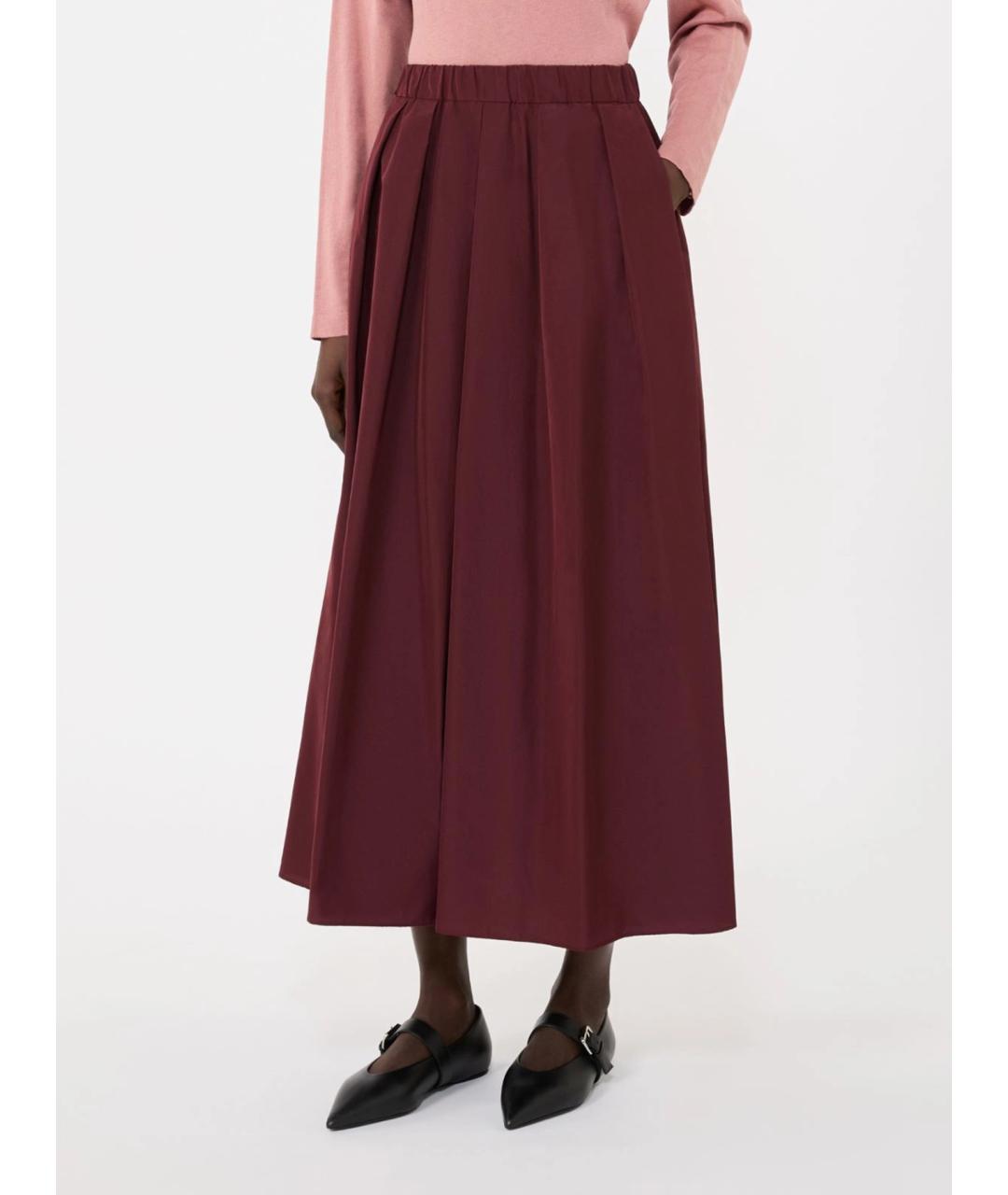 WEEKEND MAX MARA Бордовая полиэстеровая юбка миди, фото 3