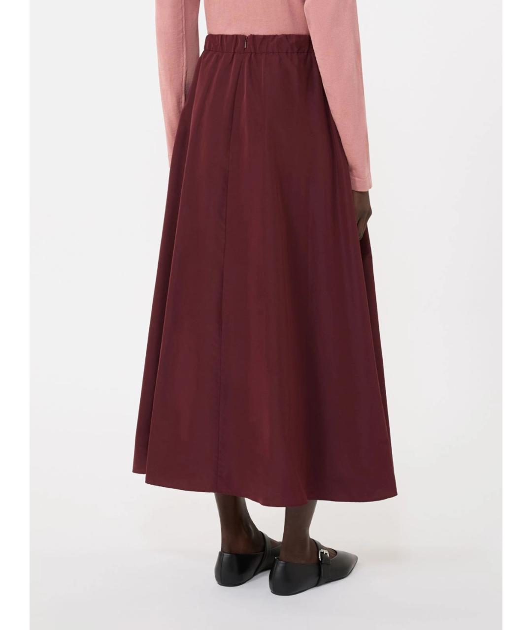 WEEKEND MAX MARA Бордовая полиэстеровая юбка миди, фото 4