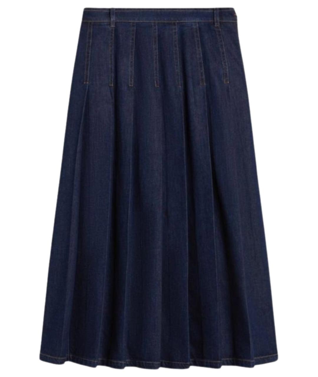 WEEKEND MAX MARA Темно-синяя хлопковая юбка миди, фото 1