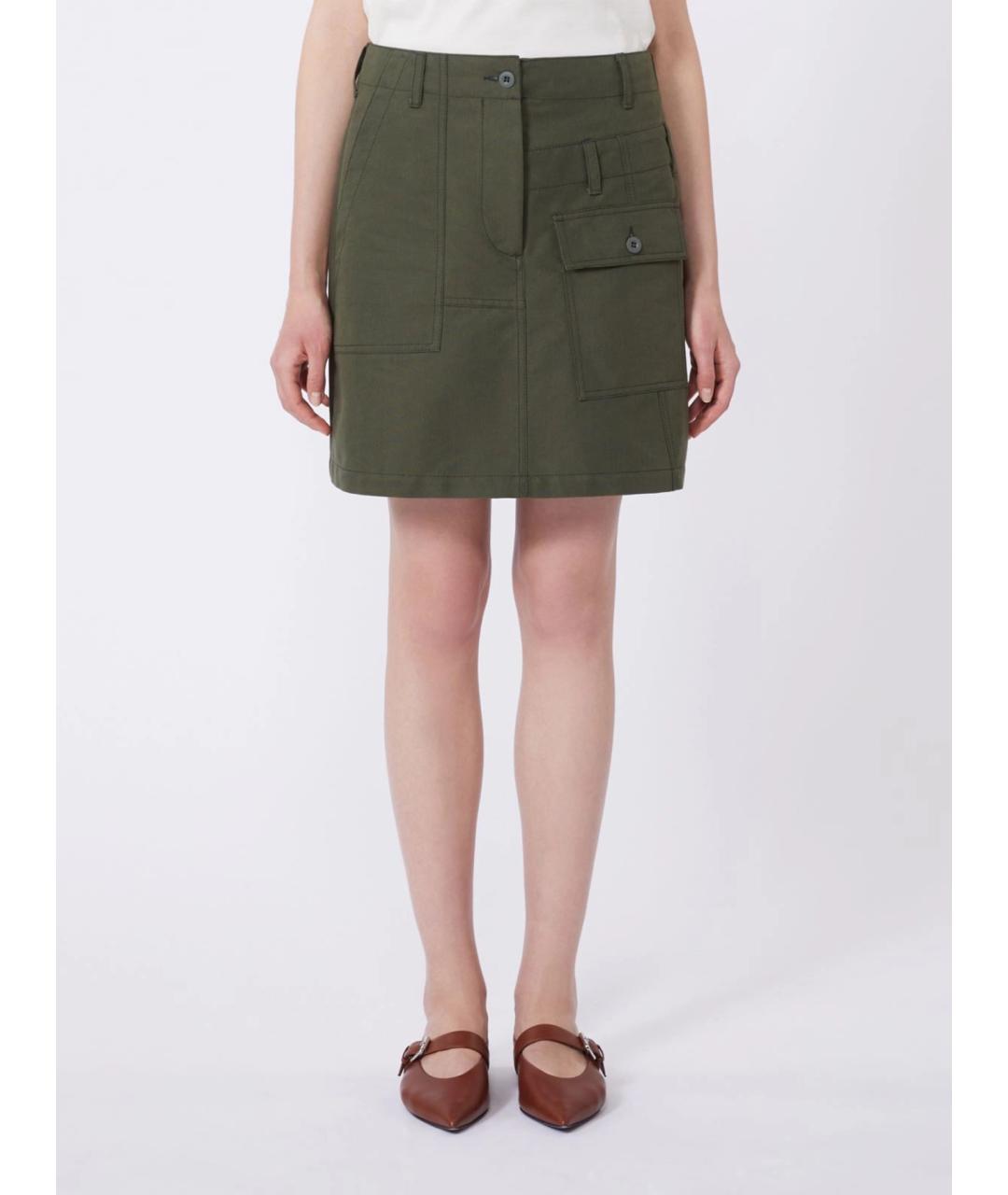 WEEKEND MAX MARA Зеленая хлопковая юбка мини, фото 3