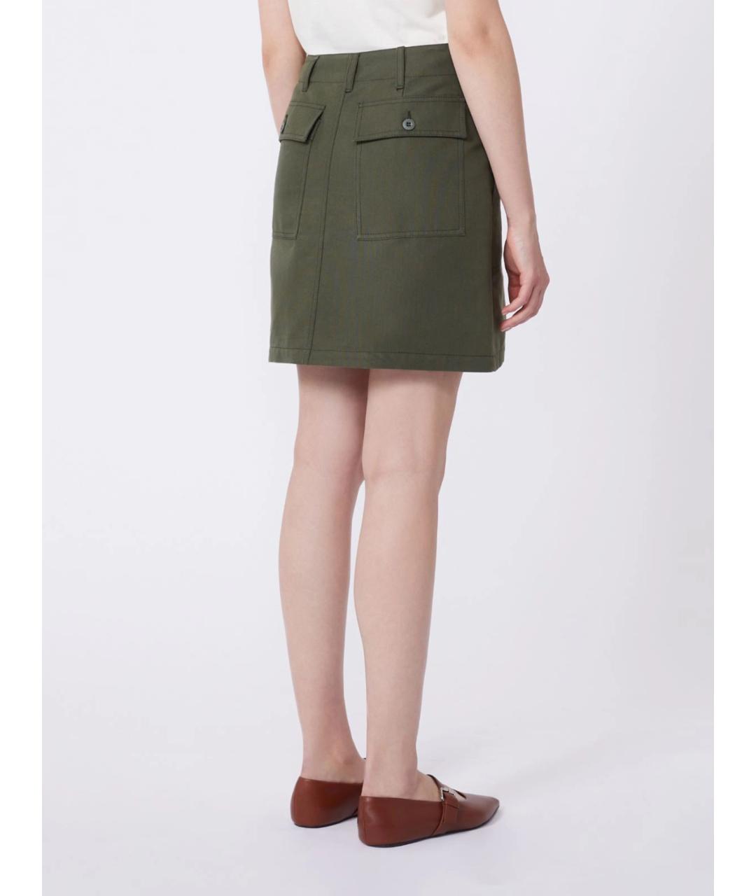 WEEKEND MAX MARA Зеленая хлопковая юбка мини, фото 4