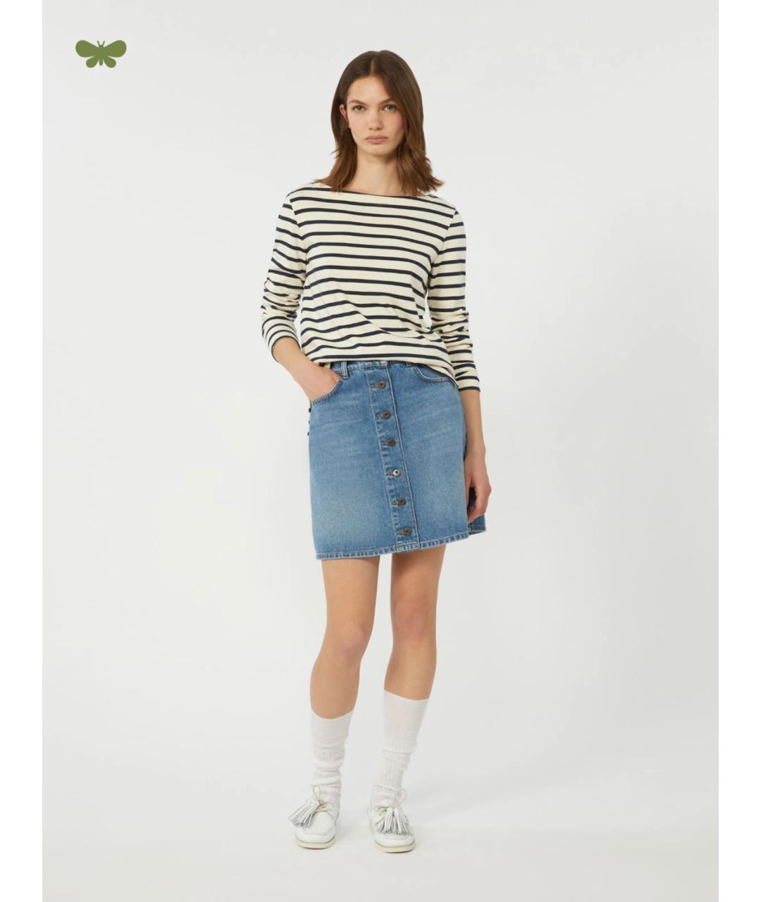 WEEKEND MAX MARA Голубая хлопковая юбка мини, фото 2