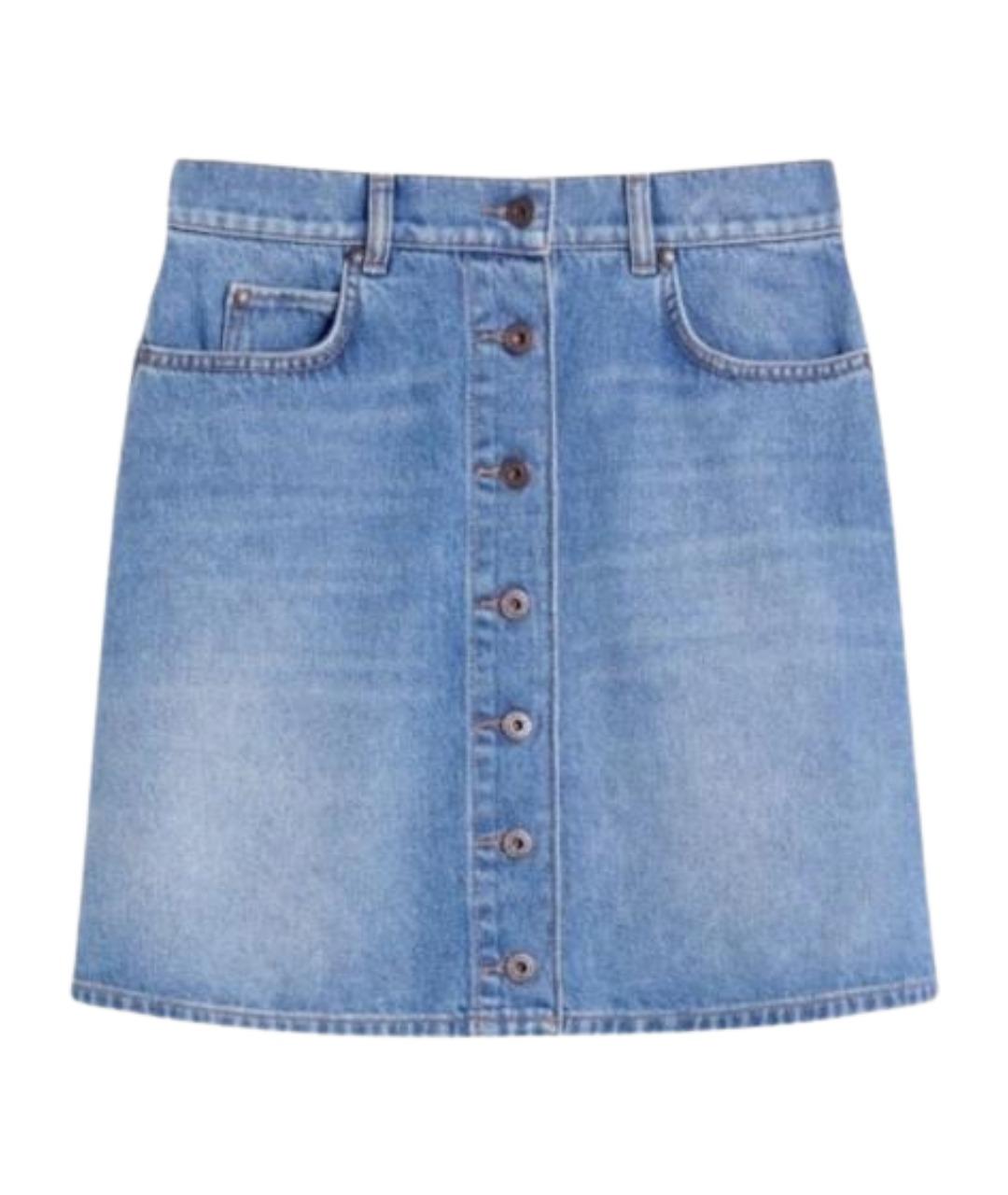 WEEKEND MAX MARA Голубая хлопковая юбка мини, фото 1