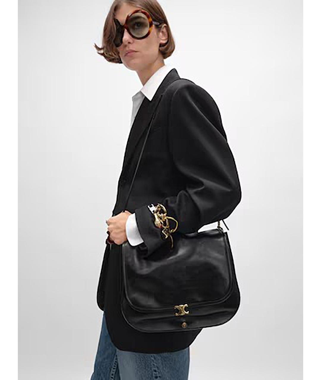 CELINE Черная кожаная сумка через плечо, фото 2