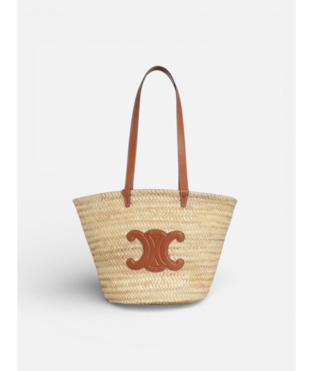 CELINE Бежевая пелетеная сумка тоут, фото 4