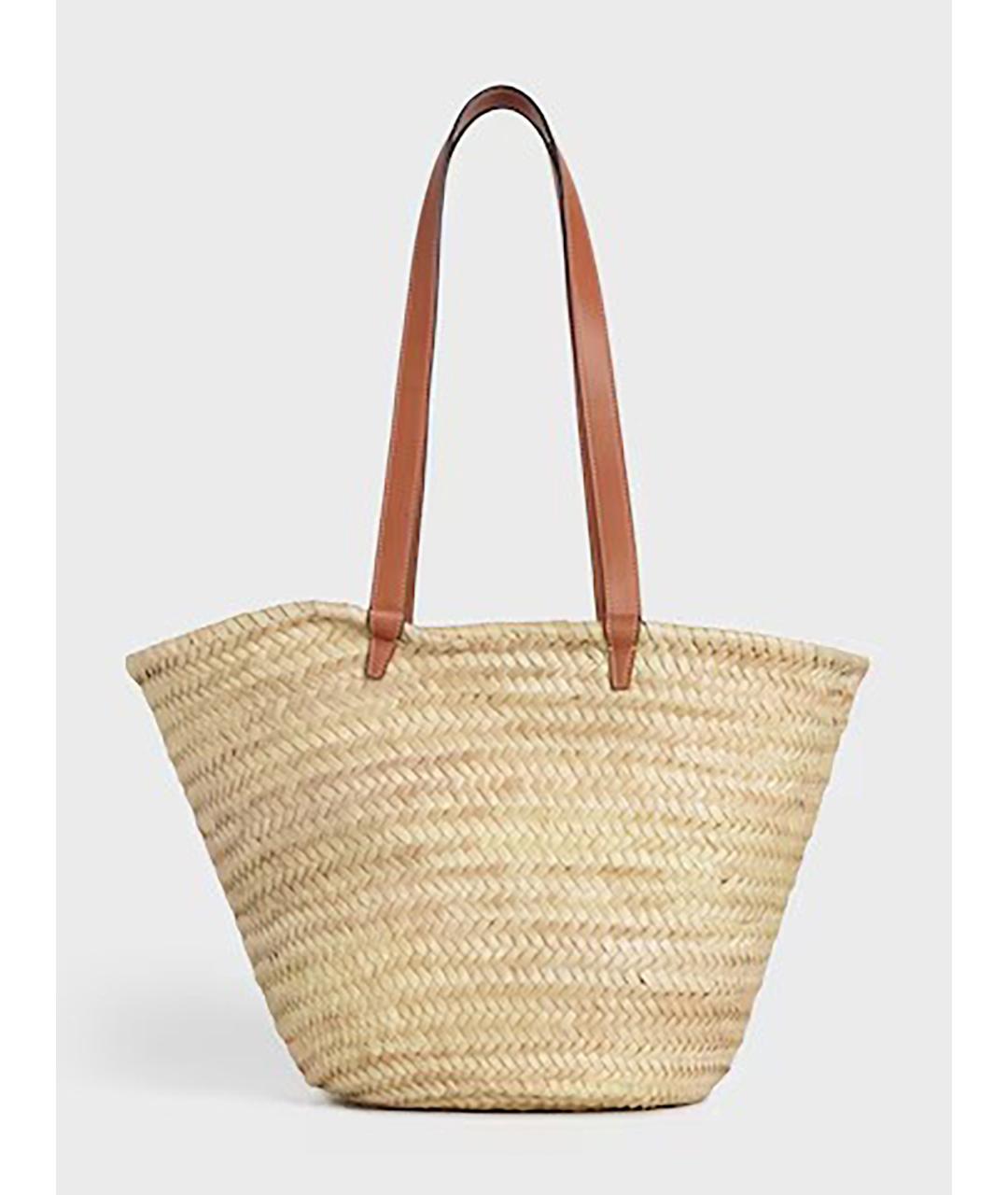 CELINE Бежевая пелетеная сумка тоут, фото 3