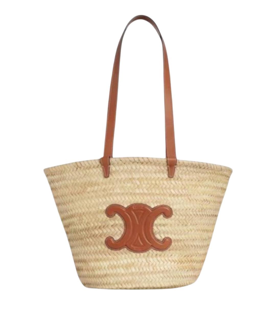 CELINE Бежевая пелетеная сумка тоут, фото 1