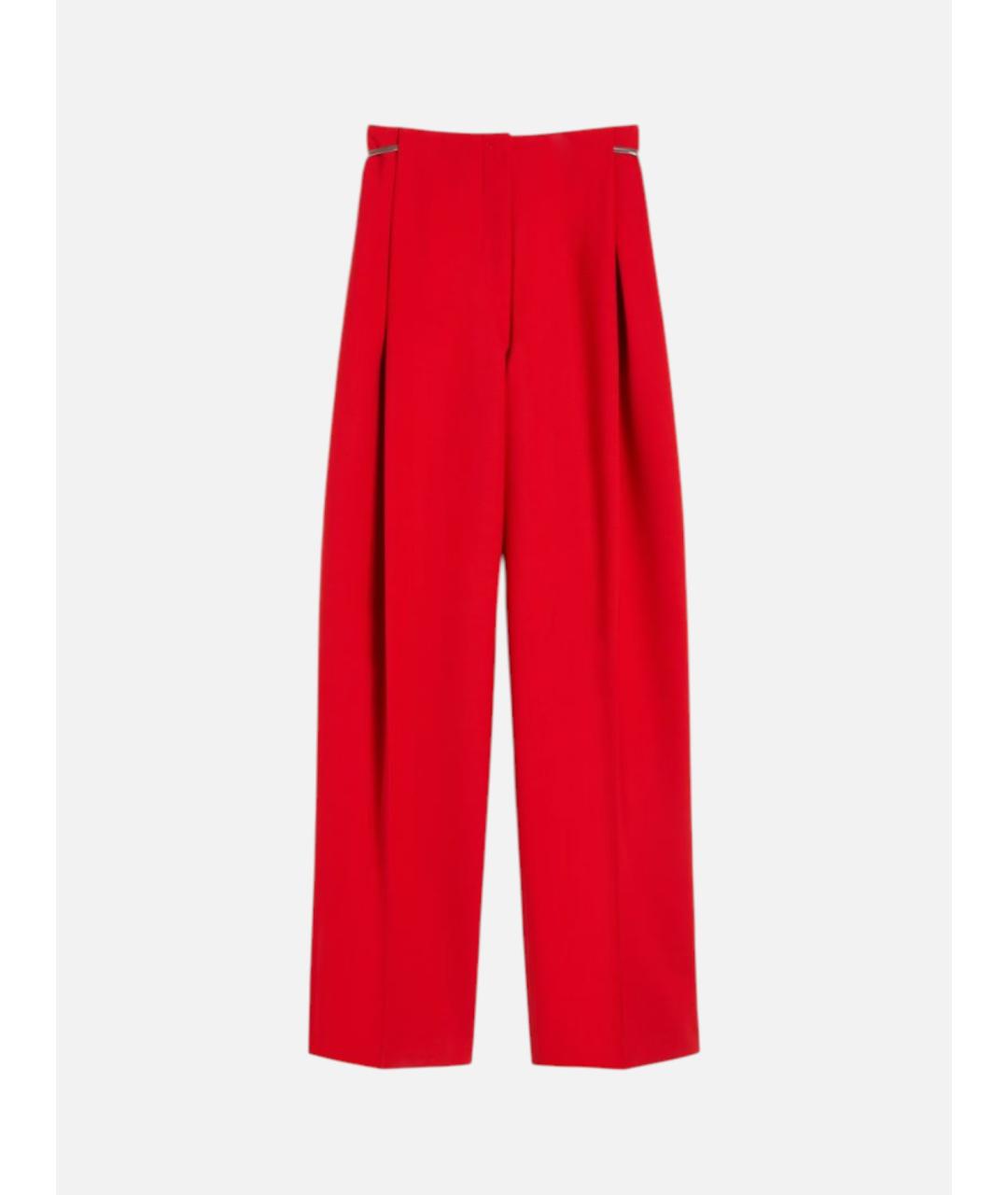 SPORTMAX Красные полиэстеровые брюки широкие, фото 5