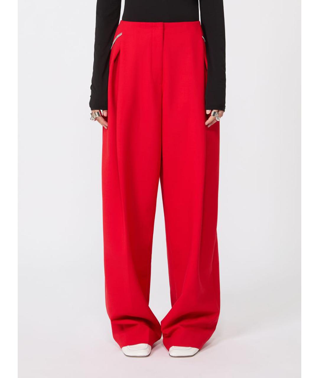 SPORTMAX Красные полиэстеровые брюки широкие, фото 3