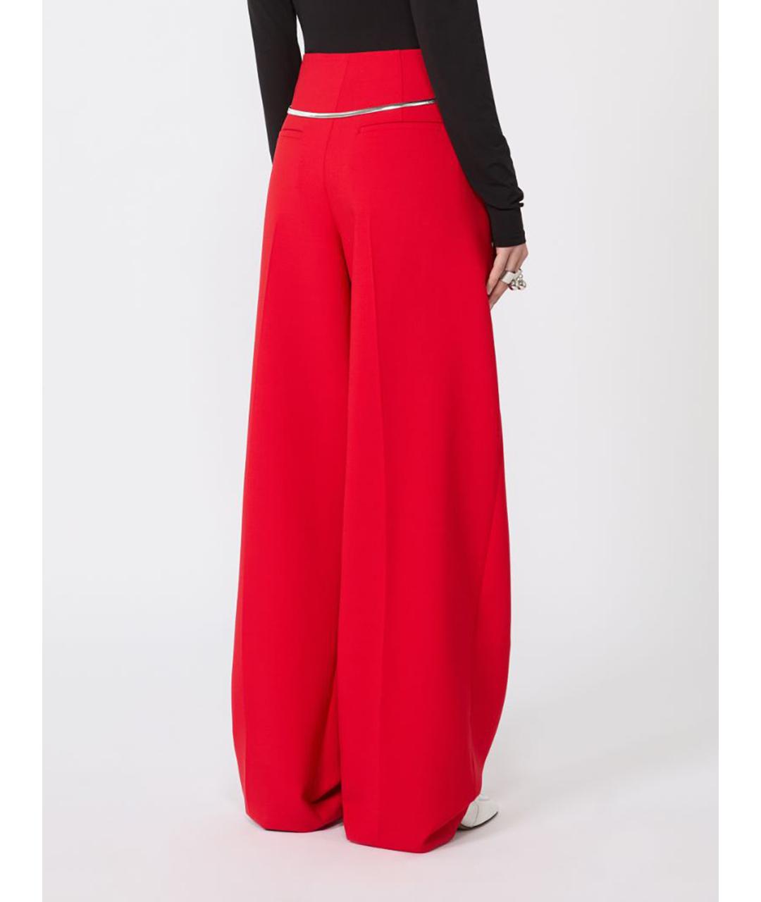 SPORTMAX Красные полиэстеровые брюки широкие, фото 4