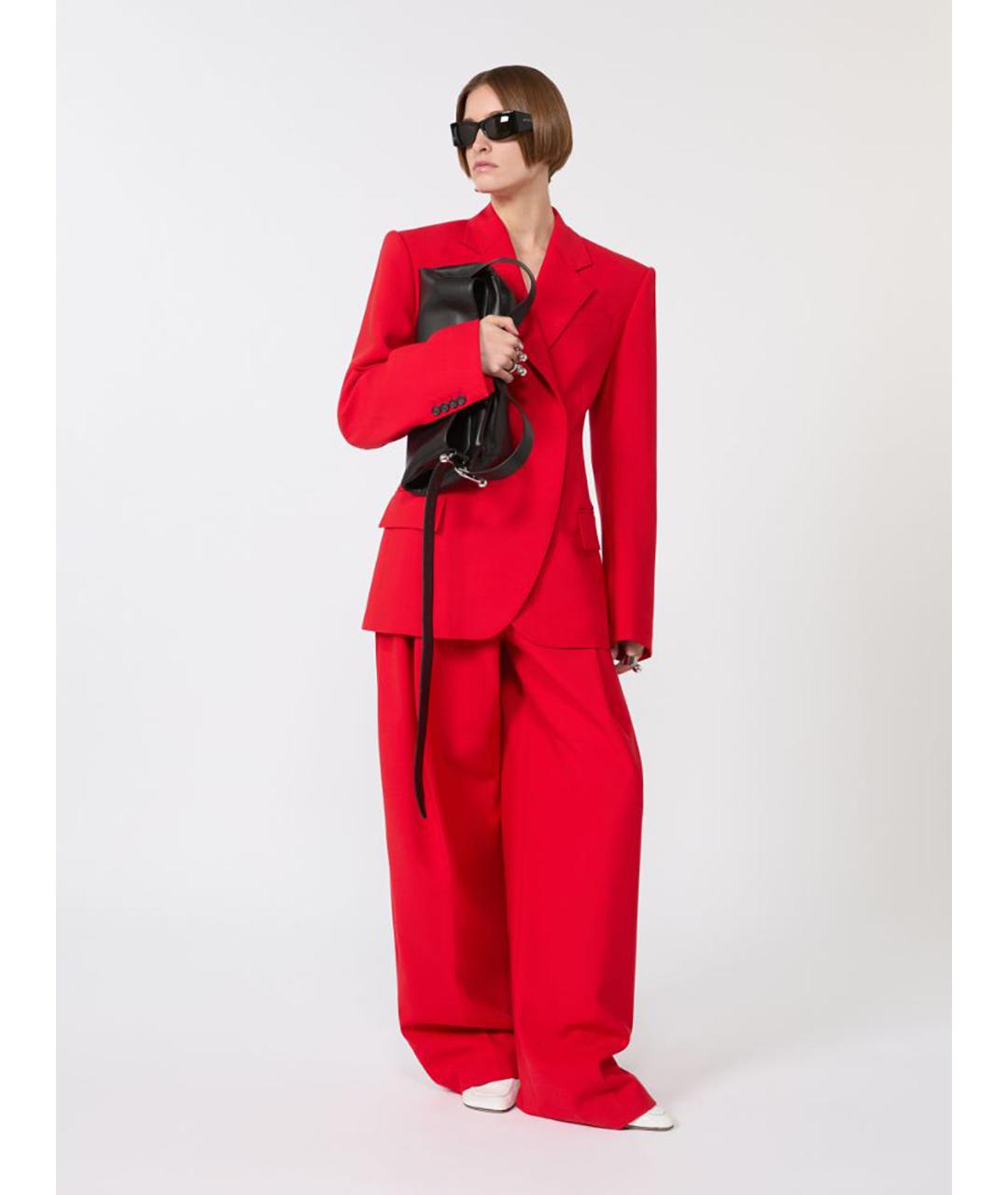 SPORTMAX Красные полиэстеровые брюки широкие, фото 2