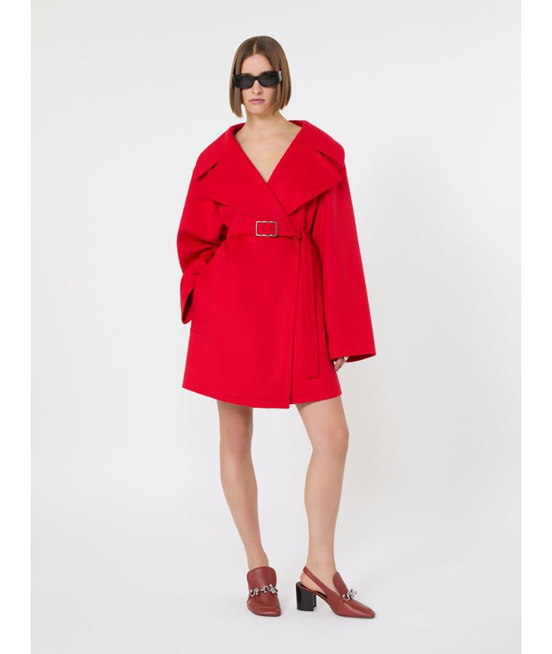 SPORTMAX Красное шерстяное пальто, фото 2