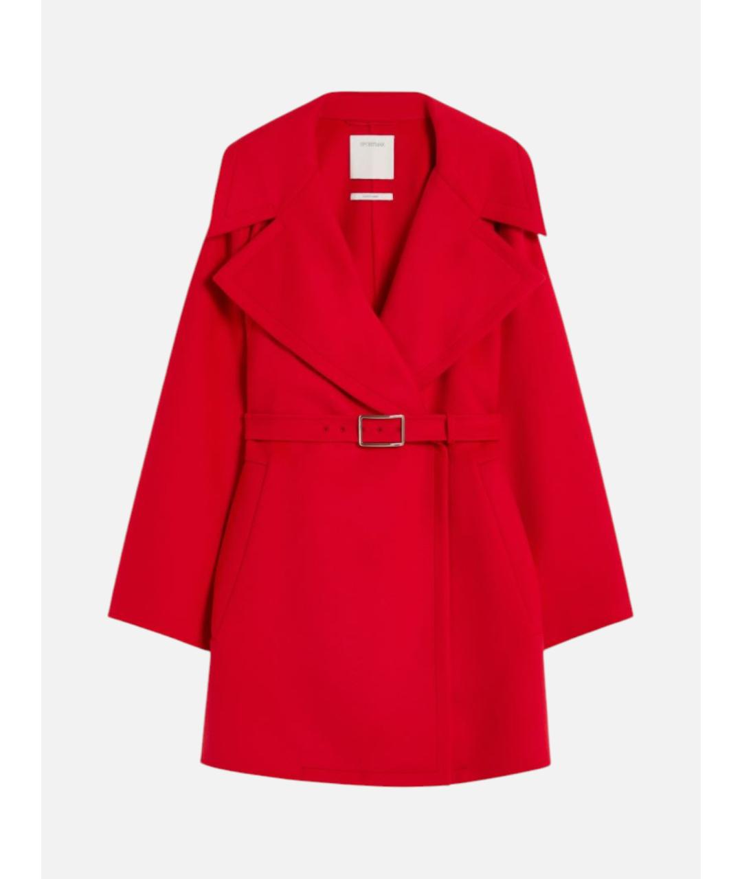 SPORTMAX Красное шерстяное пальто, фото 5