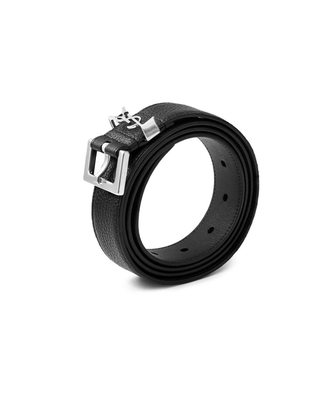 SAINT LAURENT Черный кожаный ремень, фото 3