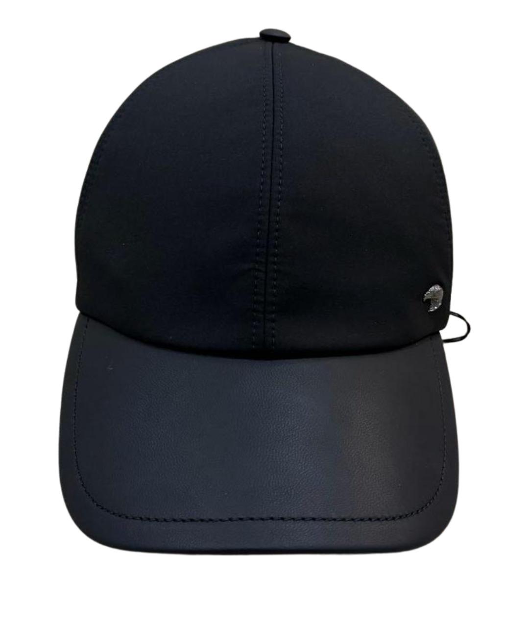 STEFANO RICCI Черная кожаная кепка/бейсболка, фото 1