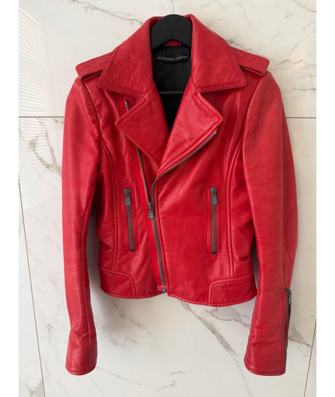 BALENCIAGA Бордовая кожаная куртка, фото 5