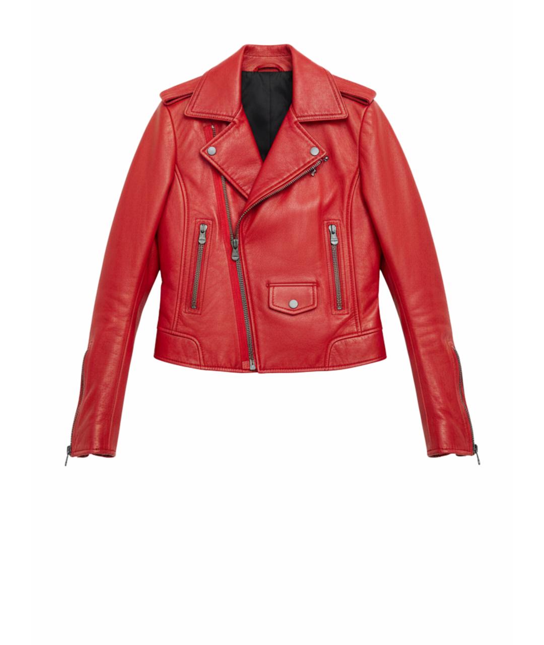 BALENCIAGA Бордовая кожаная куртка, фото 1