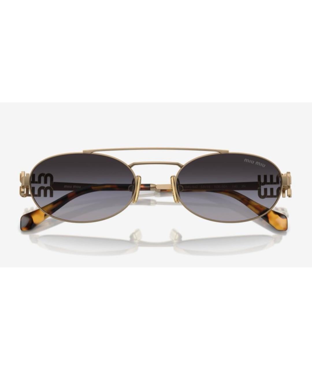 MIU MIU Золотые металлические солнцезащитные очки, фото 2