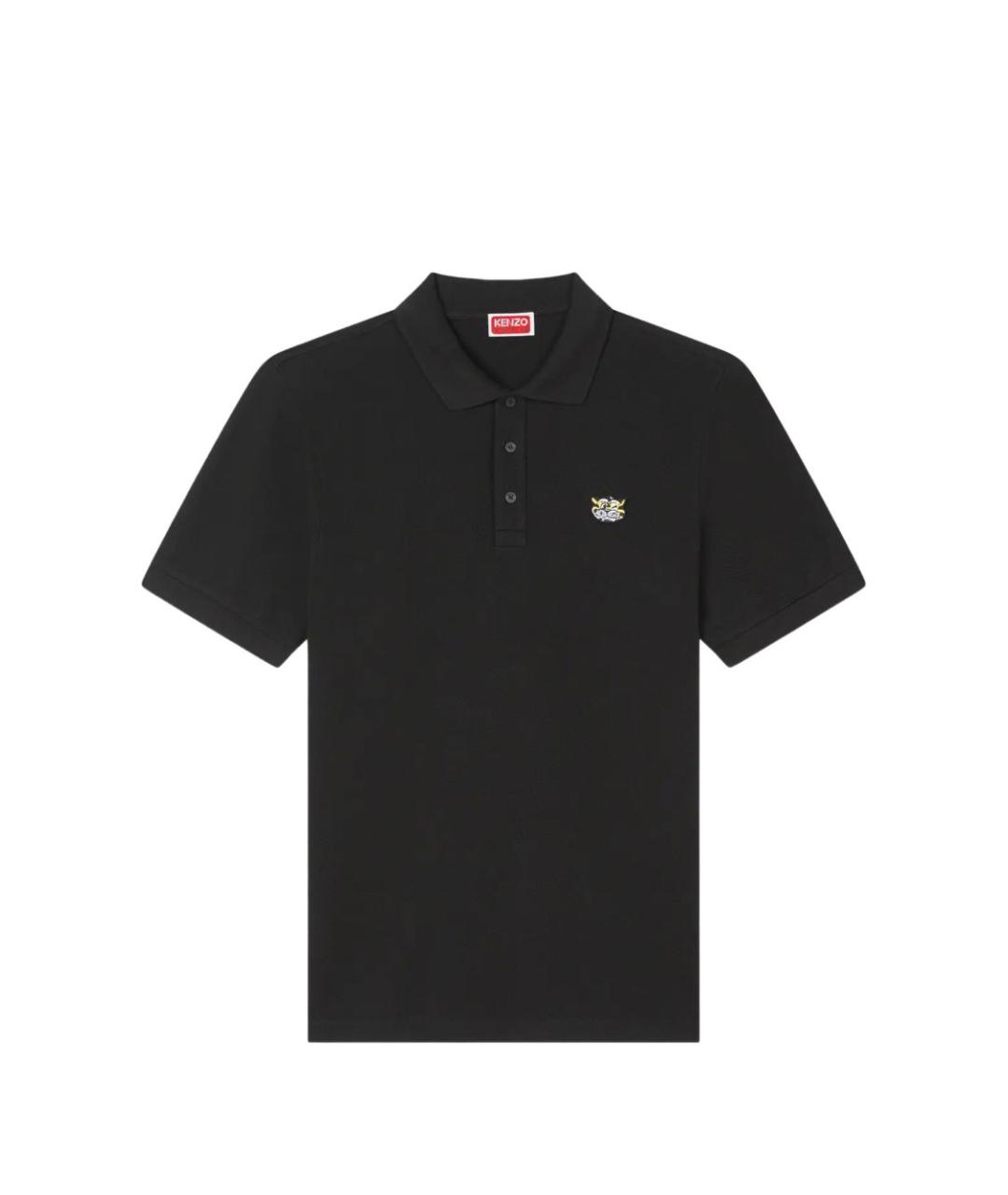 KENZO Черное хлопковое поло с коротким рукавом, фото 1