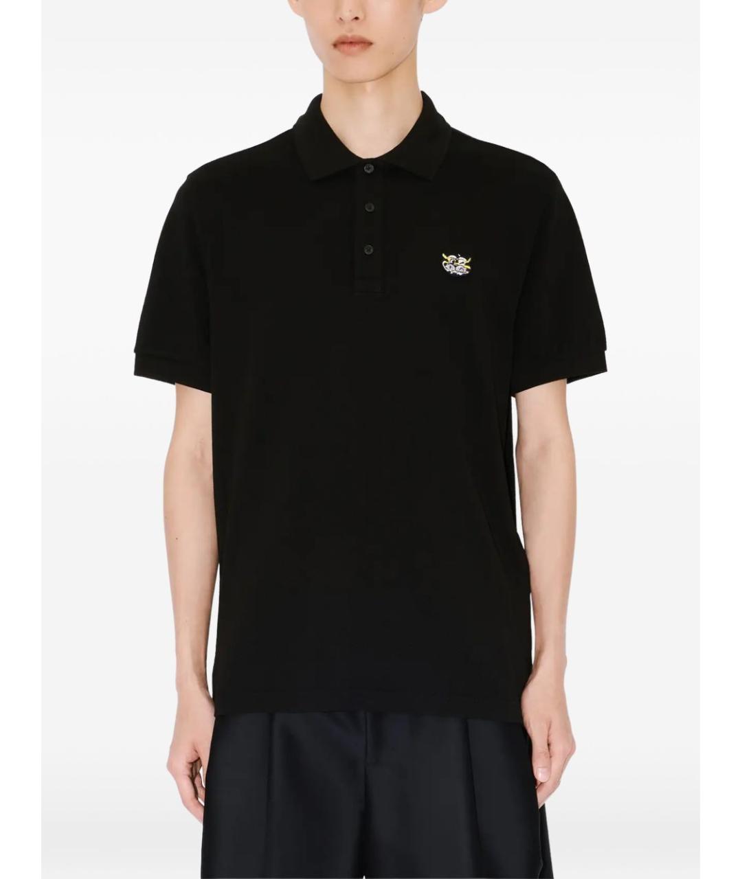 KENZO Черное хлопковое поло с коротким рукавом, фото 2