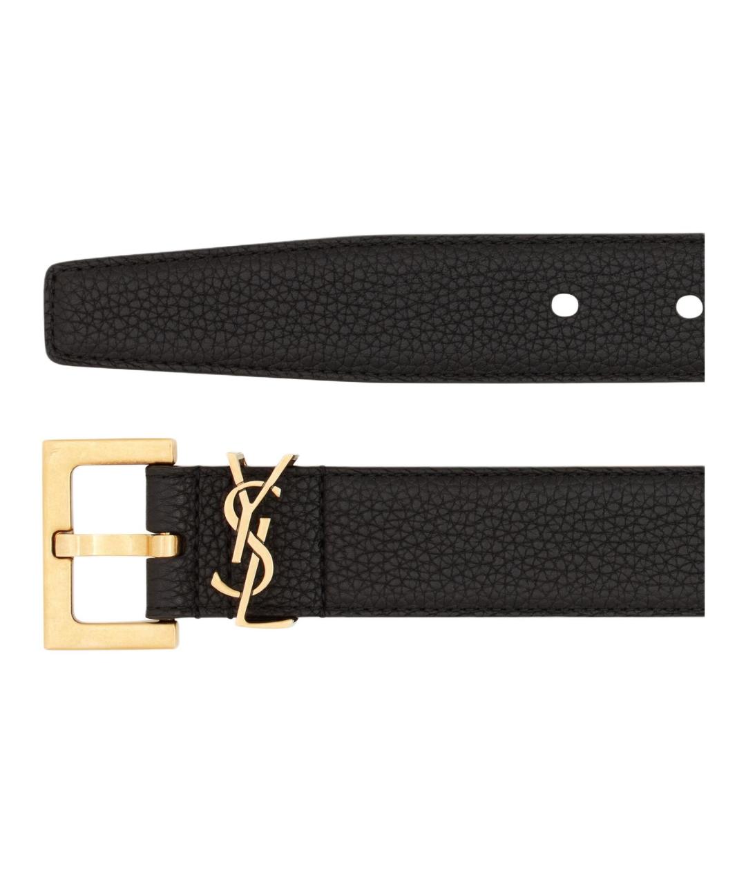 SAINT LAURENT Черный кожаный ремень, фото 5