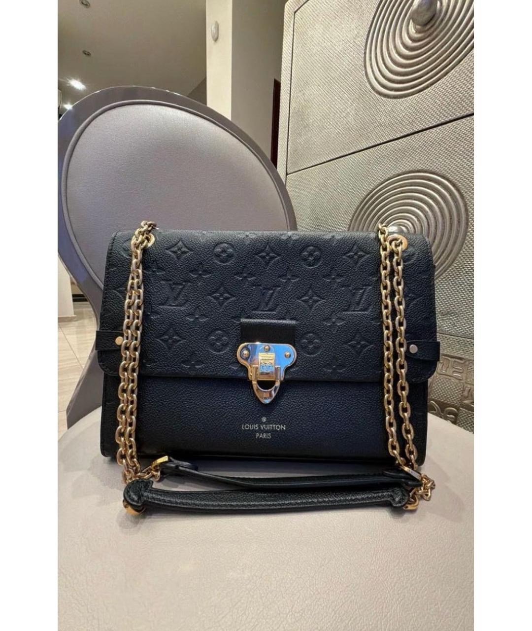 LOUIS VUITTON Черная кожаная сумка через плечо, фото 8