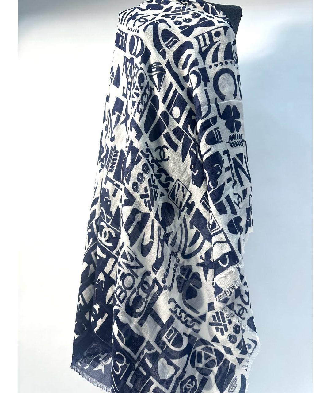 CHANEL Синий кашемировый платок, фото 5