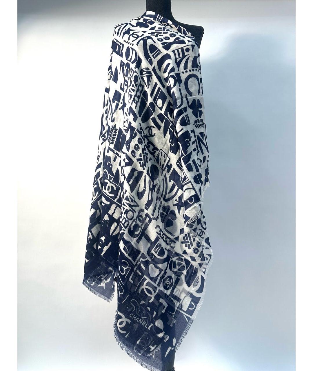 CHANEL Синий кашемировый платок, фото 6